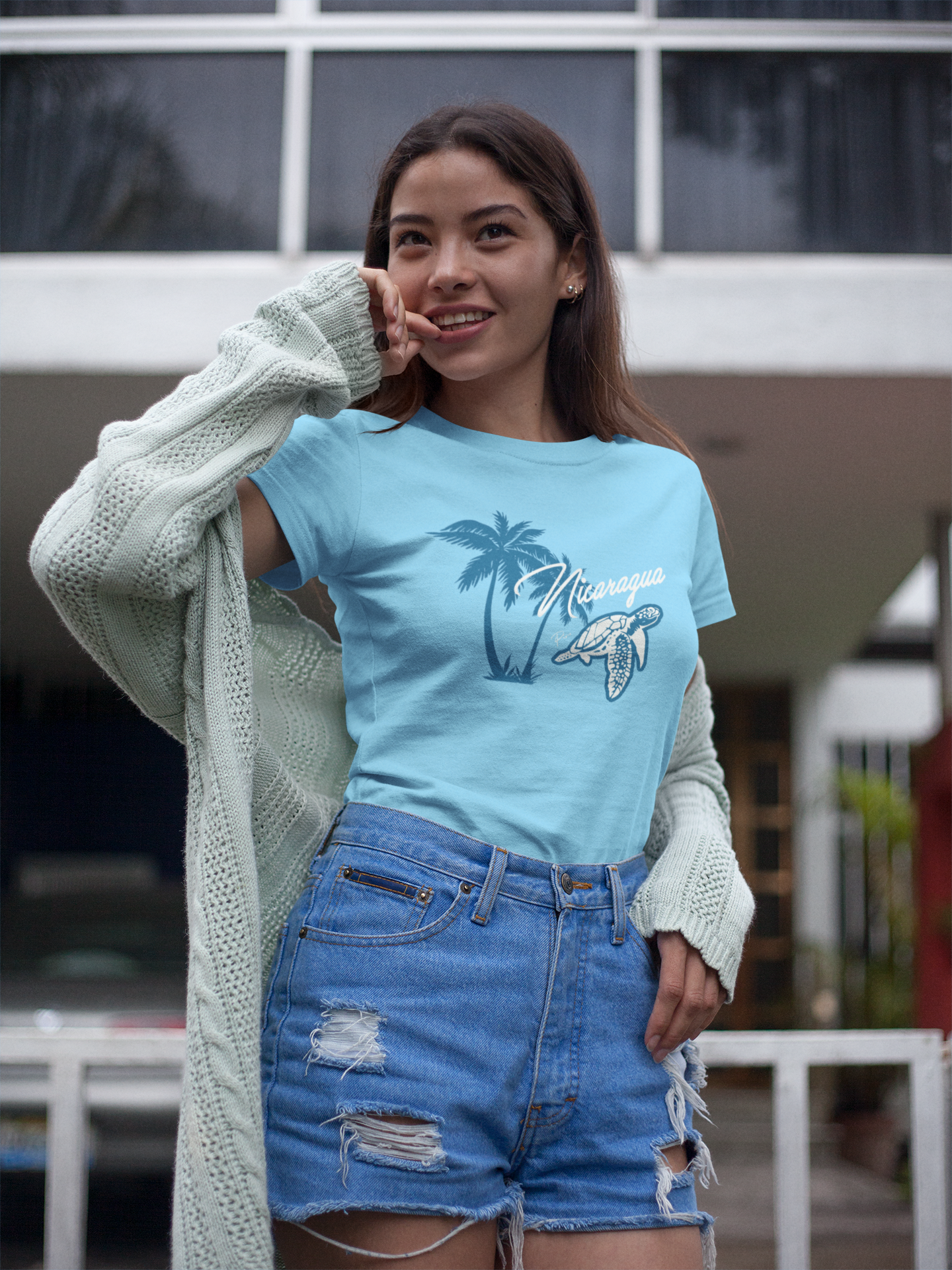 Camiseta Palmera Celeste