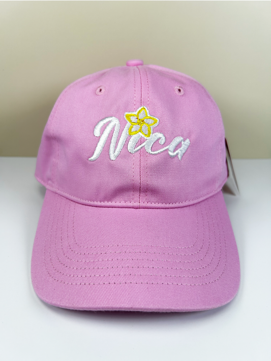 Gorra Bordada Nica Flor Rosado Pastel