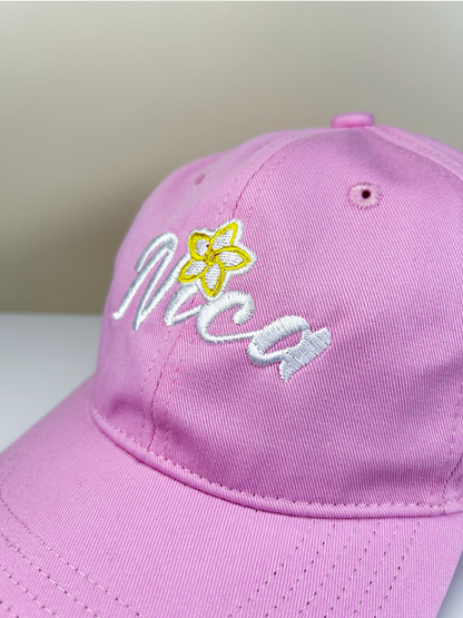 Gorra Bordada Nica Flor Rosado Pastel