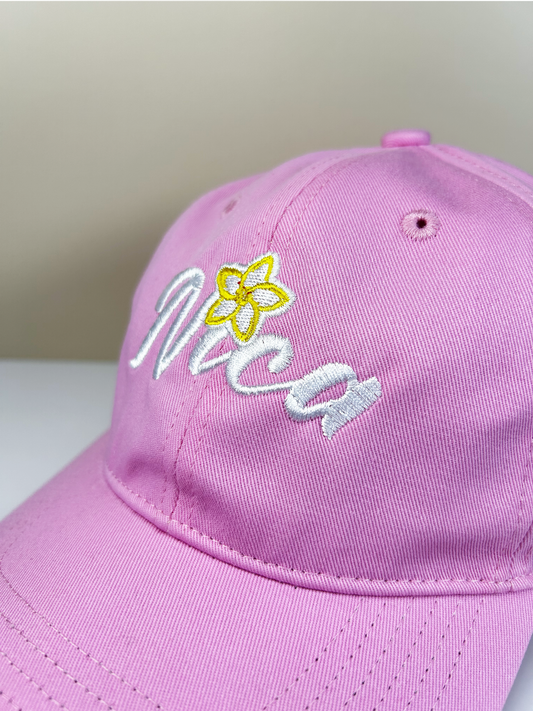 Gorra Bordada Nica Flor Rosado Pastel